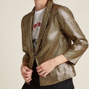 Gold Sequin Blazer Open Front XL New Years Eve 👍